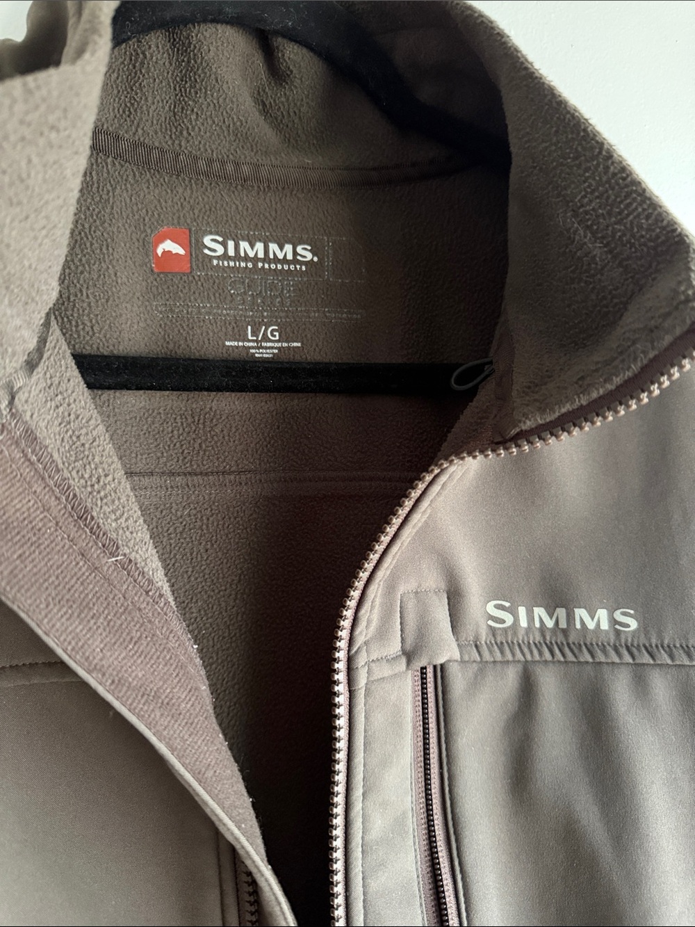 Simms Men's Brown Softshell Zip-Front Performance Jacket - Picture 2 of 3